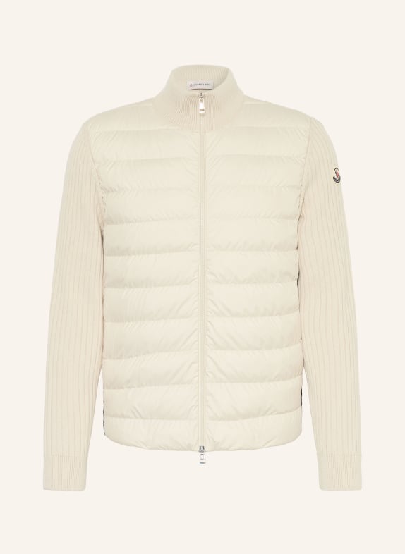 MONCLER Daunenjacke im Materialmix ECRU / DUNKELBLAU