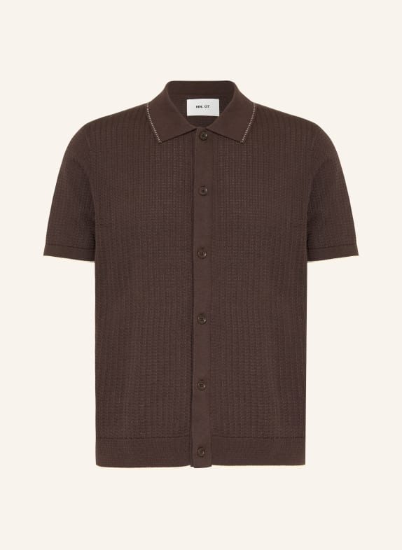 NN.07 Pletená košile NALO Regular Fit TMAVĚ HNĚDÁ