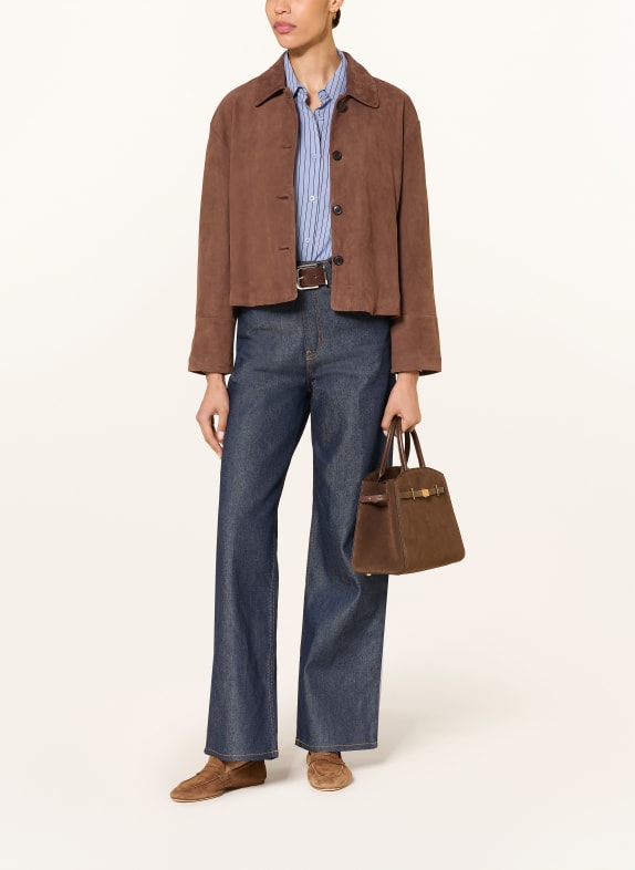 lilienfels veste en cuir MARRON FONCÉ