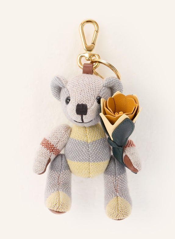 BURBERRY Bag charm THOMAS FLOWER LIGHT GRAY / BROWN / YELLOW