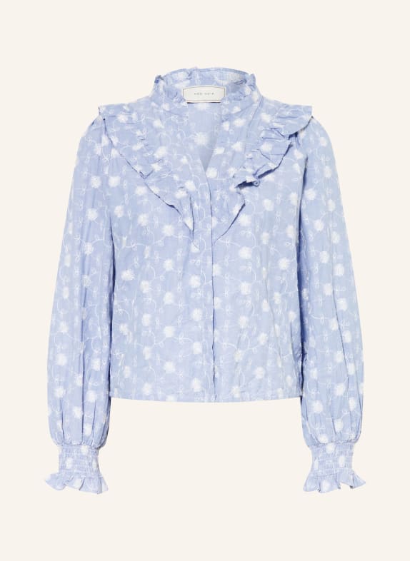 NEO NOIR DEGAS blouse with ruffles LIGHT BLUE / WHITE