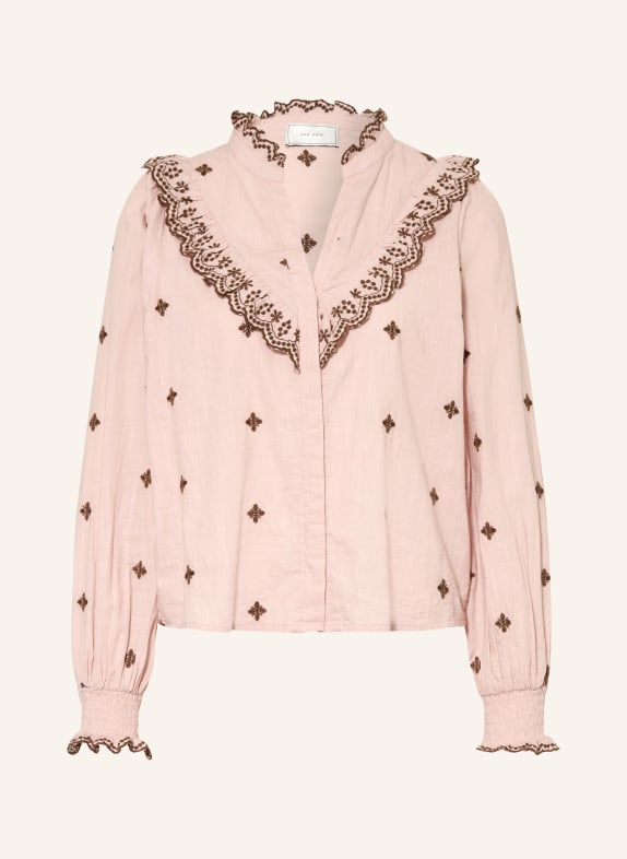 NEO NOIR DEGAS blouse with ruffles DUSKY PINK / DARK BROWN