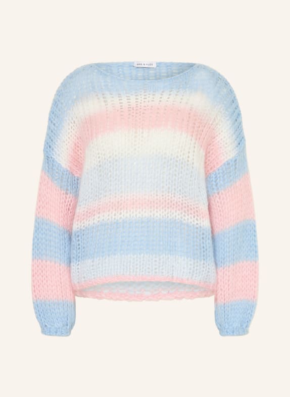 MRS & HUGS Sweater with mohair PINK / BLUE / WHITE