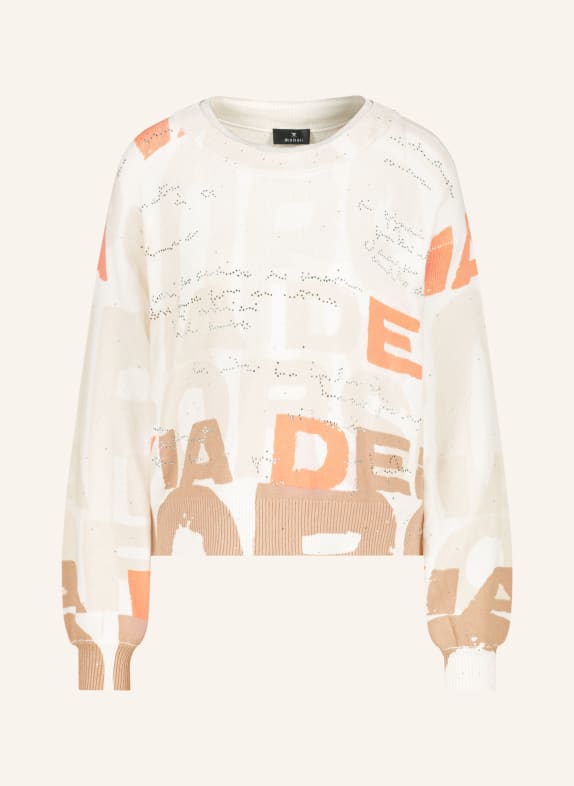 monari Pullover mit Schmucksteinen BEIGE / ORANGE / WEISS