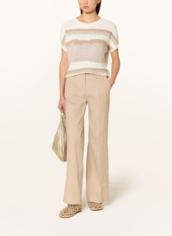 monari Gebreid shirt met glittergaren CRÈME / BEIGE