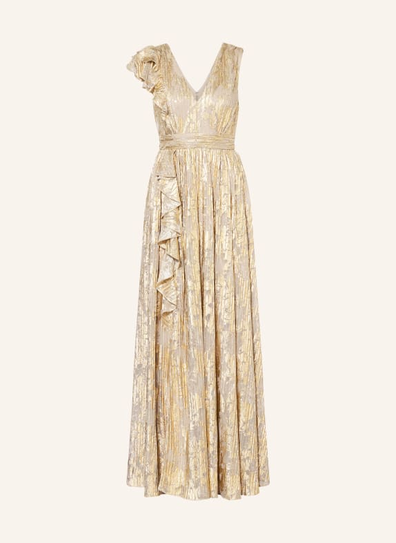 ADRIANNA PAPELL Suknia wieczorowa z brokatową przędzą KREMOWY / ZŁOTY