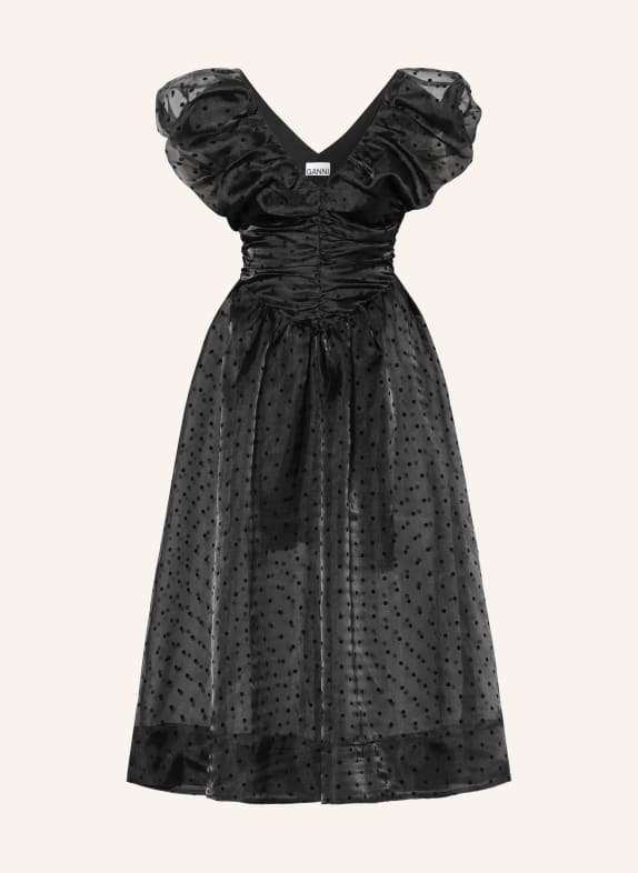 GANNI Dress with ruffles BLACK
