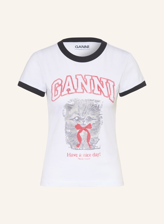 GANNI T-shirt WHITE / RED / BLACK