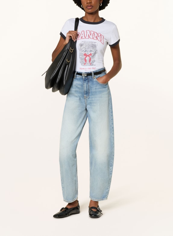 GANNI T-shirt WIT / ROOD / ZWART