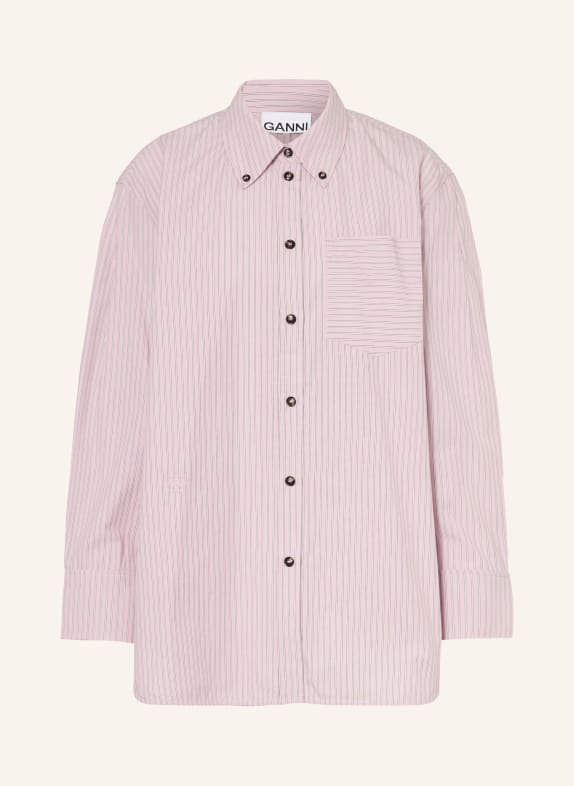 GANNI košile RŮŽOVÁ / BÍLÁ