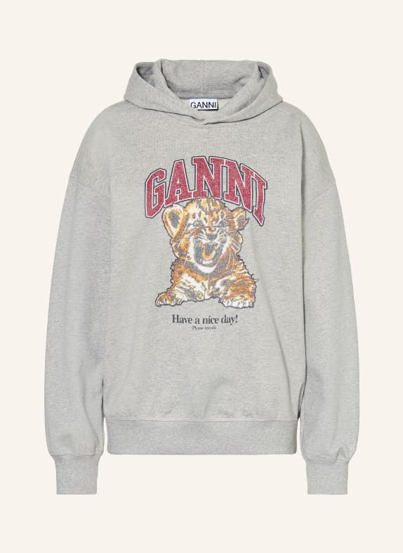 GANNI Hoodie GRAU / ROT / DUNKELORANGE