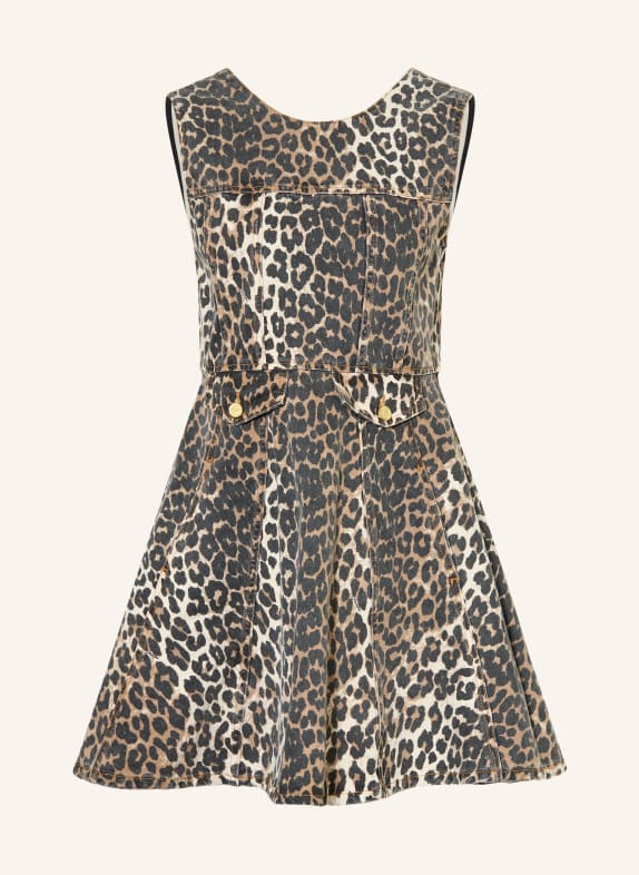 GANNI džínové šaty HNĚDÁ / KRÉMOVÁ / ČERNÁ