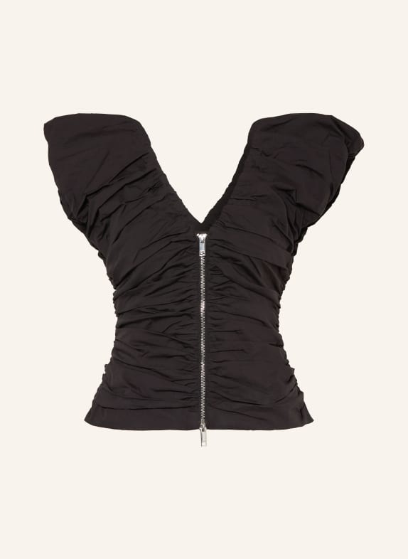 GANNI blouse top BLACK / SILVER