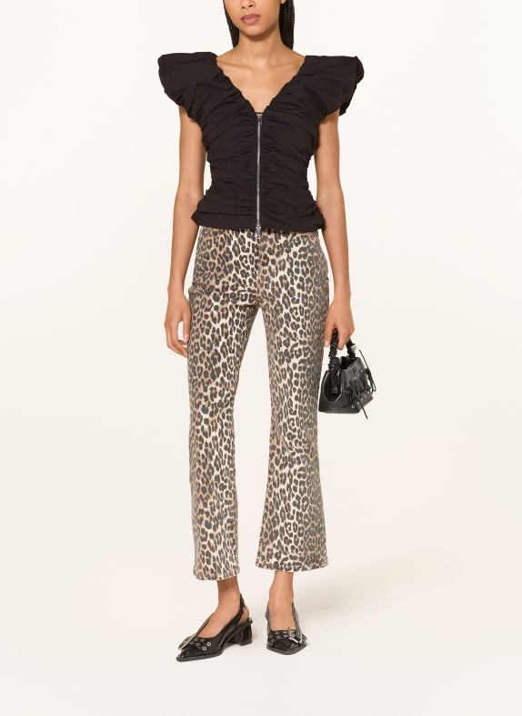 GANNI blouse ZWART / ZILVER