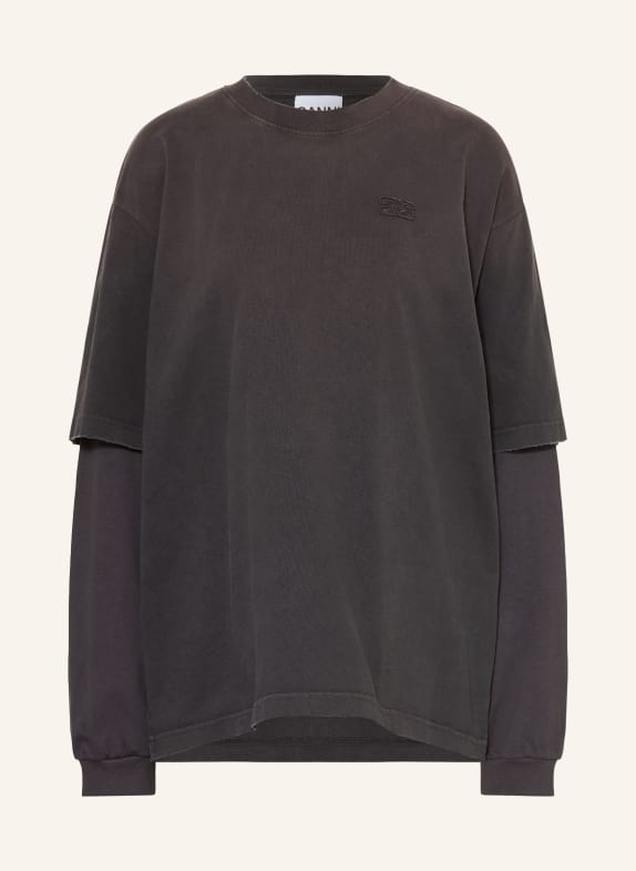 GANNI T-shirt à manches longues oversize GRIS FONCÉ