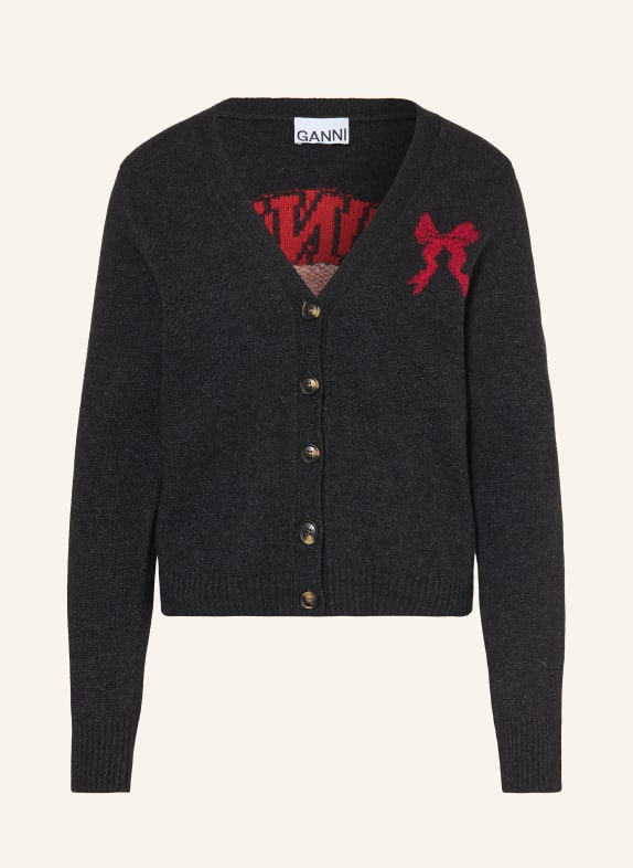 GANNI cardigan DARK GRAY / BEIGE / RED