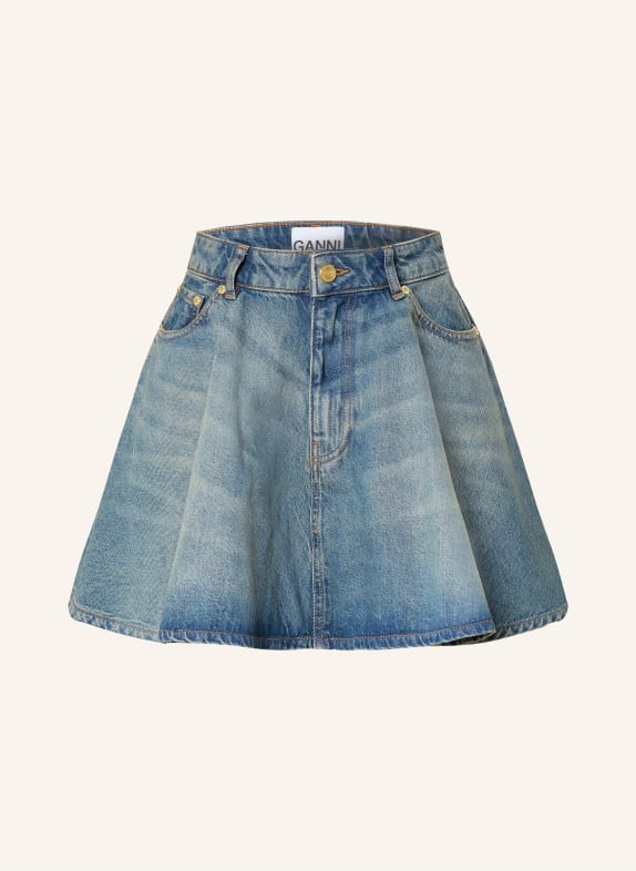 GANNI džínová sukně MODRÁ / VELBLOUDÍ