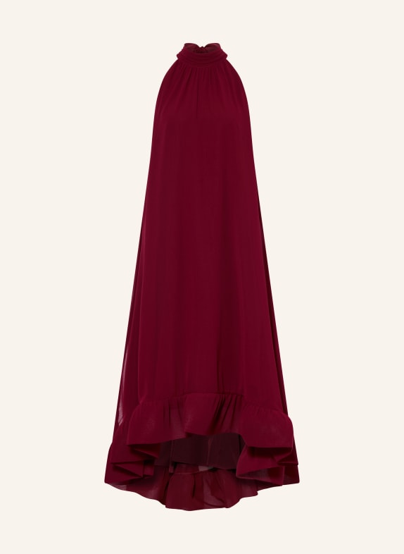 APART Večerní šaty s volány TMAVĚ ČERVENÁ