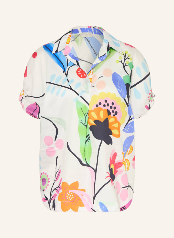 MILANO ITALY Blouse met ruches WIT / ORANJE / BLAUW