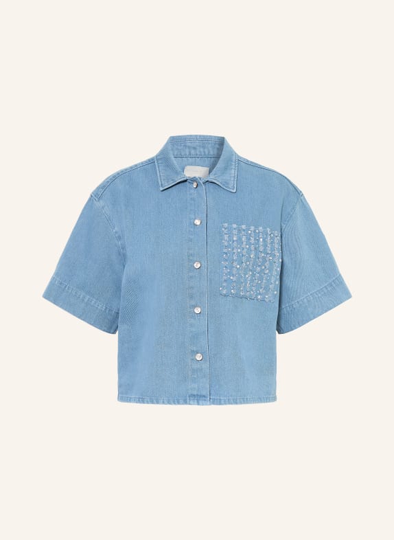 MILANO ITALY Jeansbluse mit Pailletten HELLBLAU