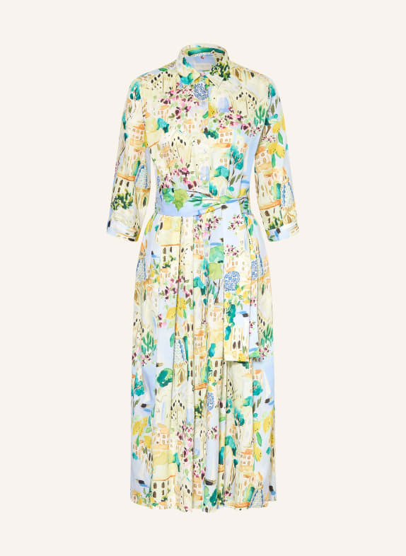 MILANO ITALY Hemdblusenkleid mit 3/4-Arm HELLBLAU / GELB / GRÜN