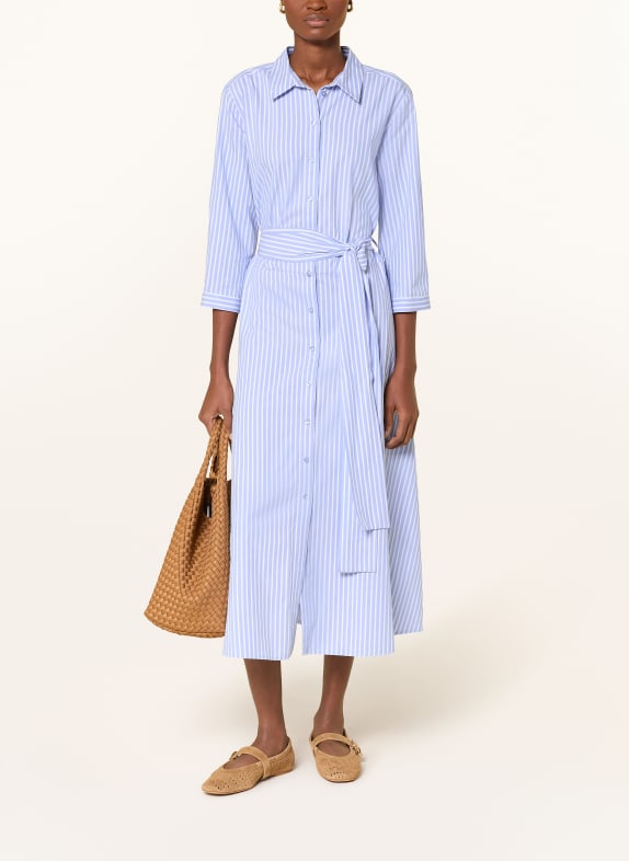 MILANO ITALY Hemdblusenkleid mit 3/4-Arm HELLBLAU / WEISS