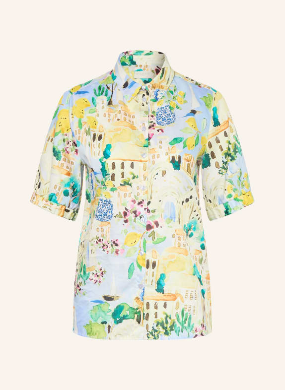 MILANO ITALY overhemdblouse LICHTBLAUW / GEEL / GROEN