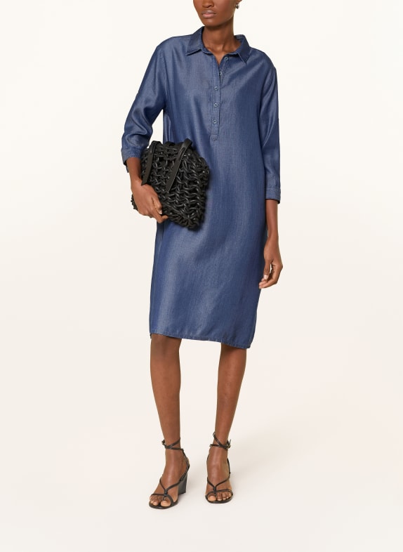 MILANO ITALY Robe chemise effet jean à manches 3/4 BLEU