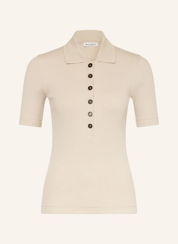 Marc O'Polo Pletené polo tričko SVĚTLE HNĚDÁ