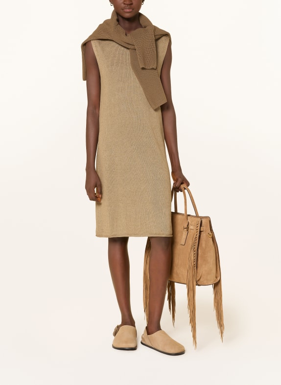 Marc O'Polo Knitted dress with linen TAUPE