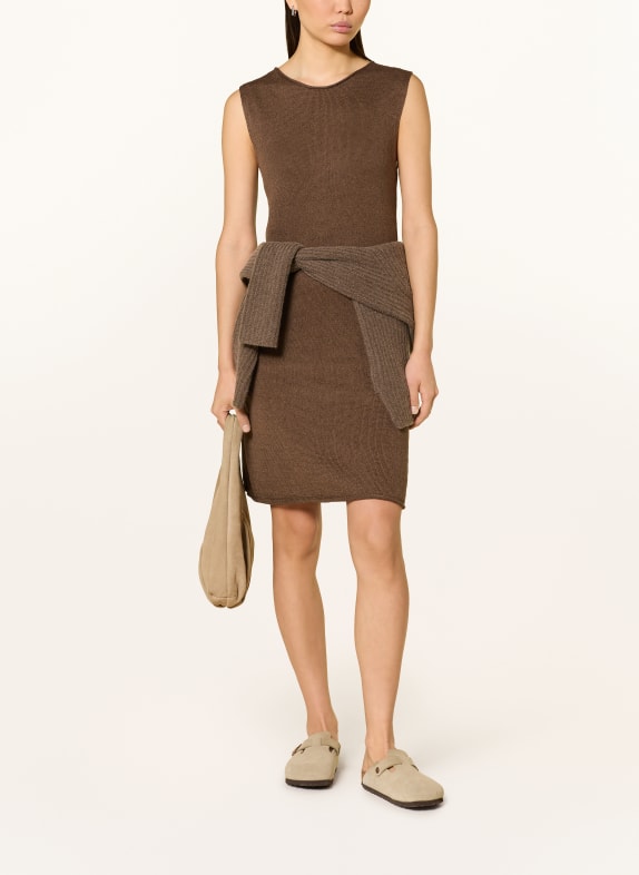 Marc O'Polo Knitted dress with linen OLIVE