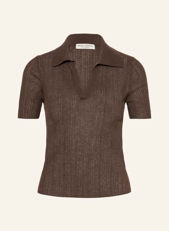 Marc O'Polo Strick-Poloshirt DUNKELBRAUN