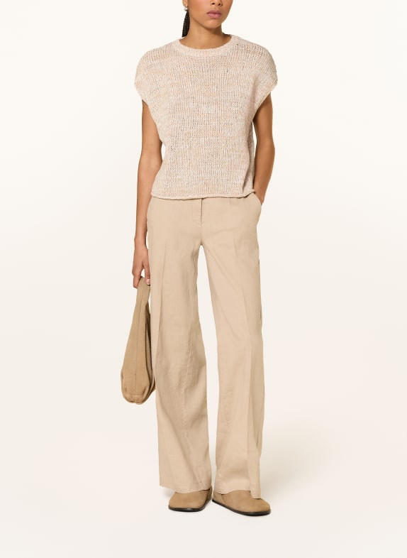 Marc O'Polo gebreid shirt BEIGE / WIT