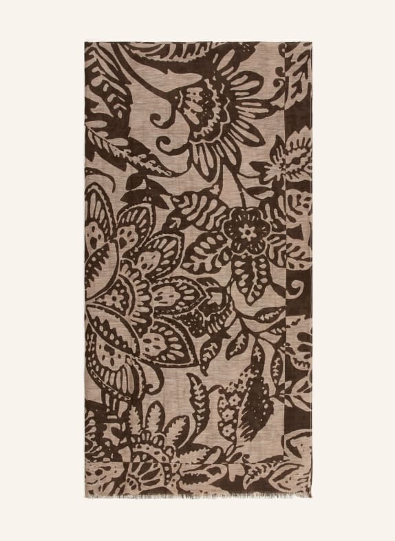 Marc O'Polo Scarf with linen DARK BROWN / LIGHT BROWN