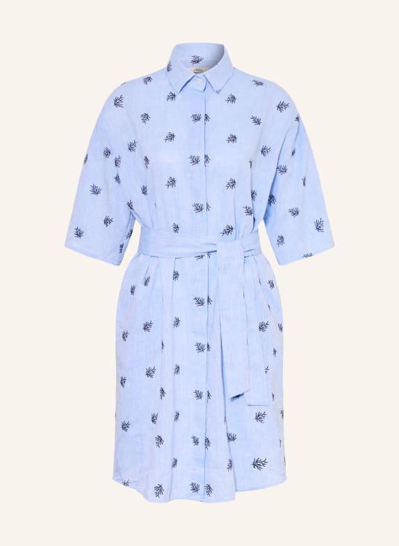 0039 ITALY Košilové šaty DERBY s lnem TMAVĚ MODRÁ / TMAVĚ MODRÁ