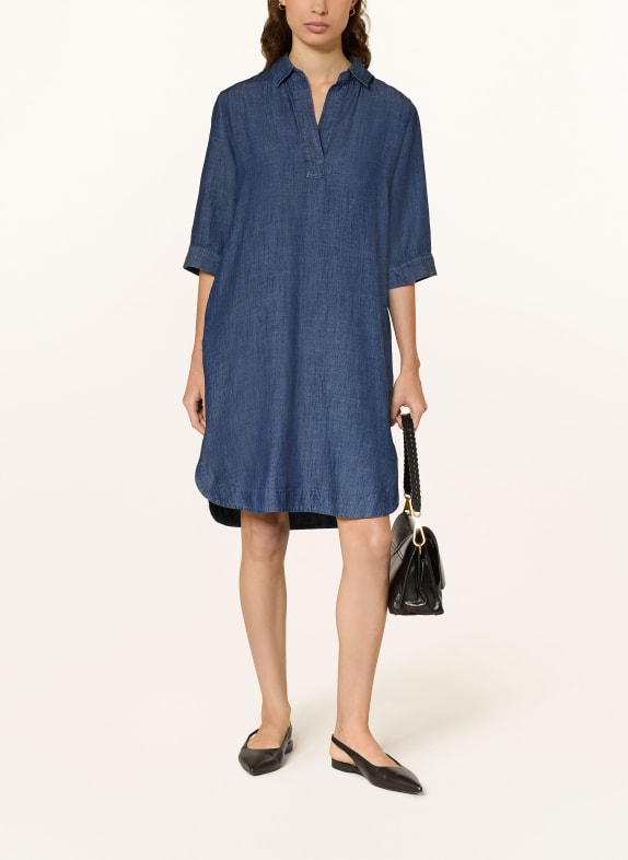 0039 ITALY Šaty v džínovém stylu s 3/4 rukávy MODRÁ