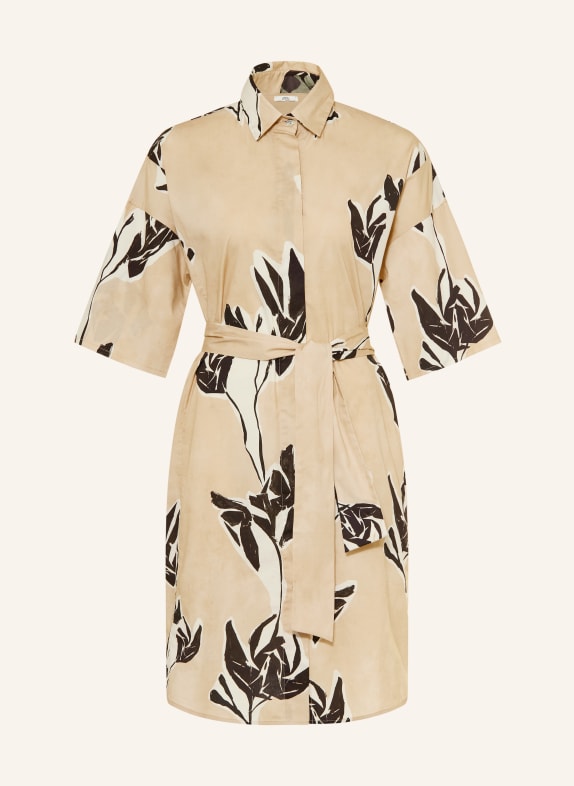 0039 ITALY Košilové šaty DERBY VELBLOUDÍ / BÍLÁ / ČERNÁ