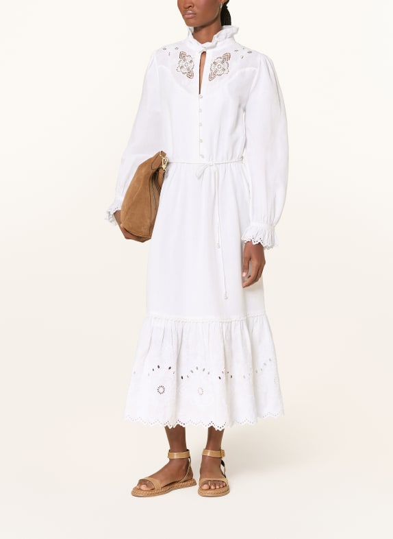 Barbour Robe à dentelle ajourée et volants BLANC