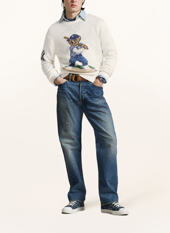 POLO RALPH LAUREN Trui met linnen WIT / BLAUW