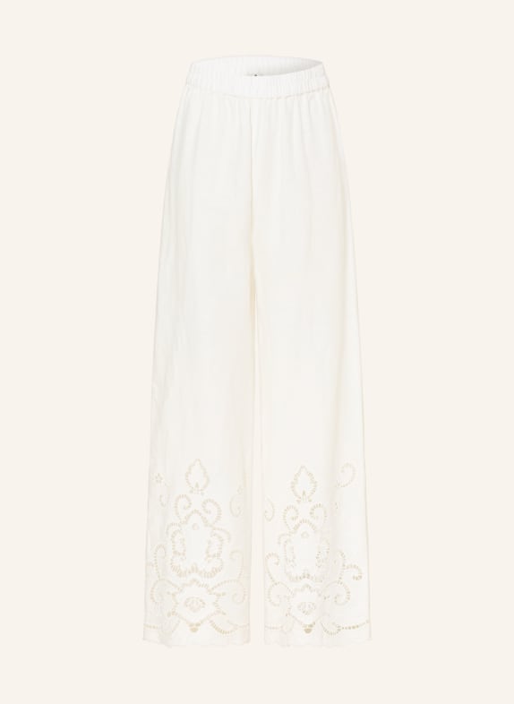 ANGOOR Marlenehose CARINA aus Leinen mit Lochspitze ECRU