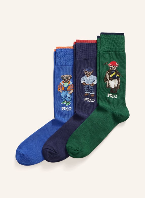 POLO RALPH LAUREN 3er-Pack Strümpfe GRÜN / DUNKELBLAU / BLAU
