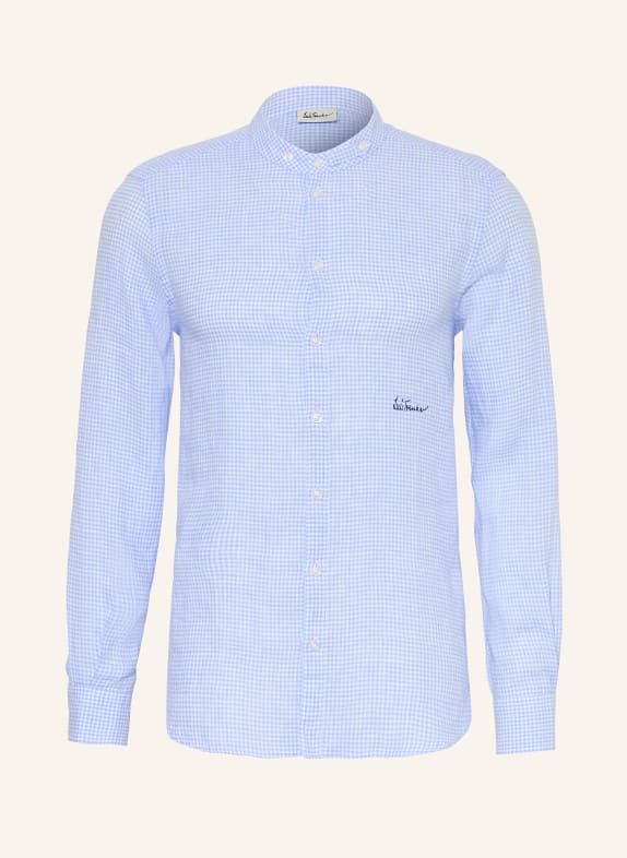 Luis Trenker LUBERNET regular fit linen shirt with stand-up collar LIGHT BLUE / WHITE