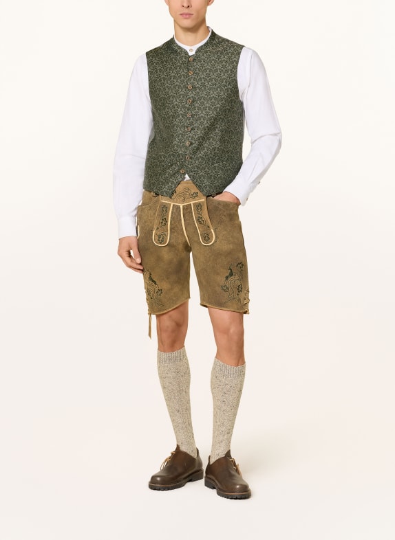Hammerschmid Vestă tradițională THEO Slim Fit VERDE ÎNCHIS