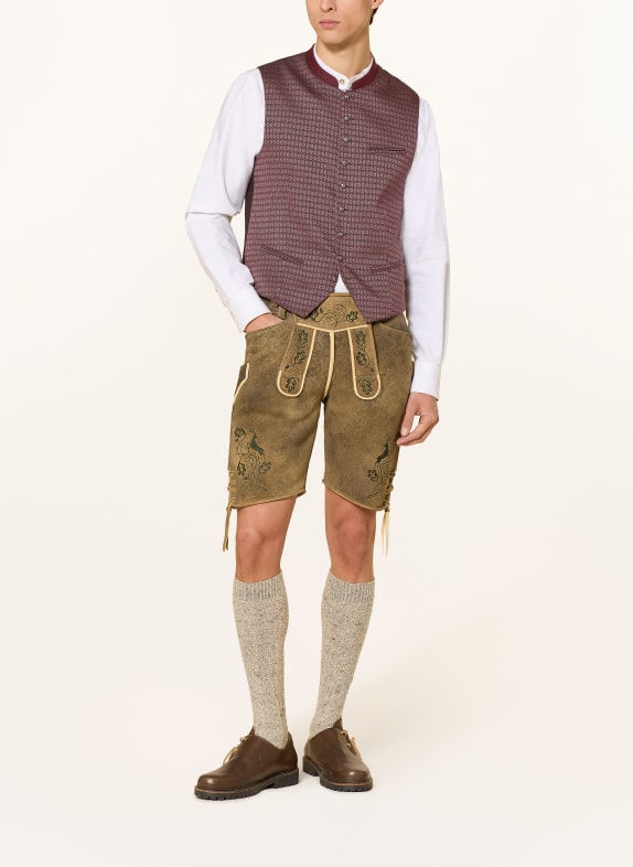 Hammerschmid Vestă tradițională NORBERT Slim Fit ROȘU ÎNCHIS