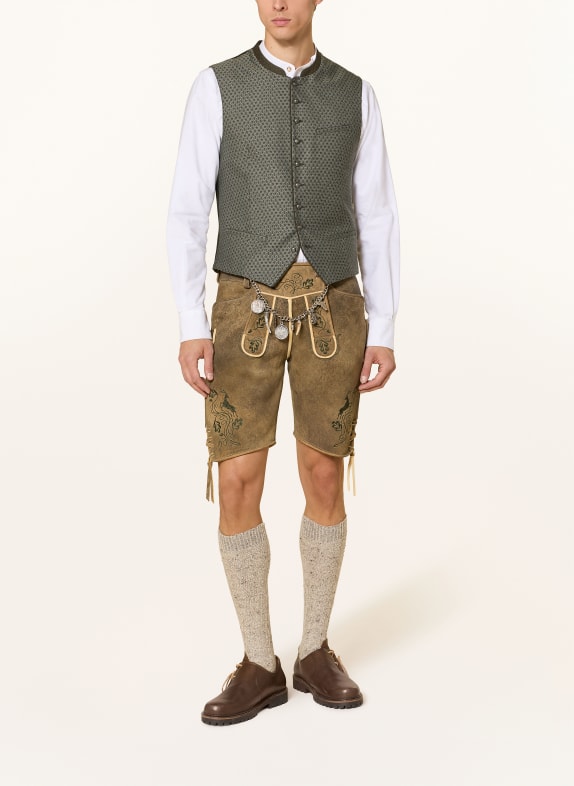 Hammerschmid Vestă tradițională PETER Slim Fit VERDE / GRI ÎNCHIS