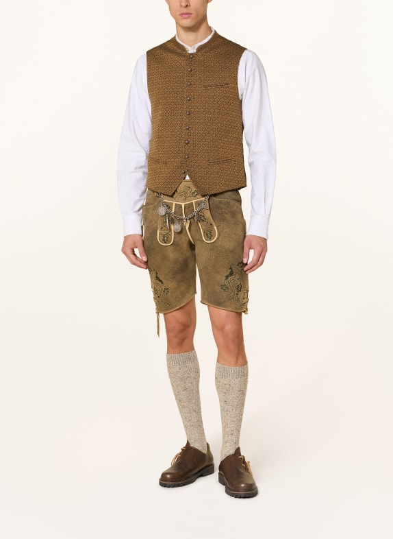 Hammerschmid Vestă tradițională XAVER Slim Fit CONIAC / MARO ÎNCHIS / NEGRU