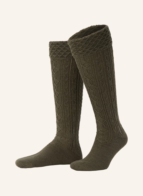 LUSANA Knižné ponožky z merino vlny TMAVĚ ZELENÁ