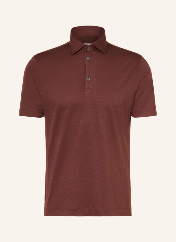 MAURIZIO  BALDASSARI Koszulka polo z dzianiny dżersejowej z wełny merynosowej BRĄZOWY