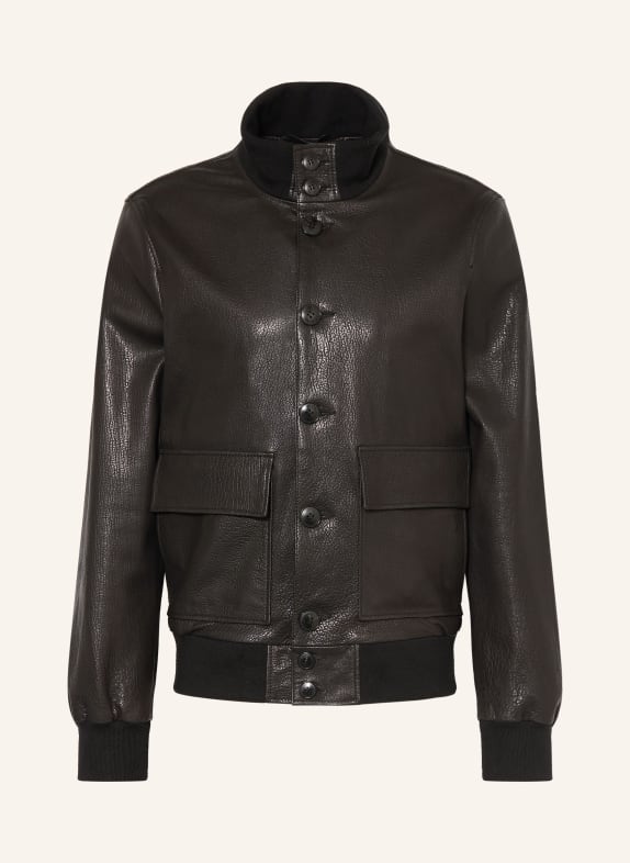 manzoni 24 leather jacket BLACK