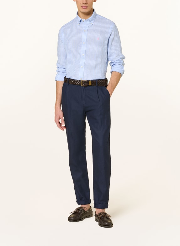 POLO RALPH LAUREN Linnen overhemd Custom Fit LICHTBLAUW / WIT